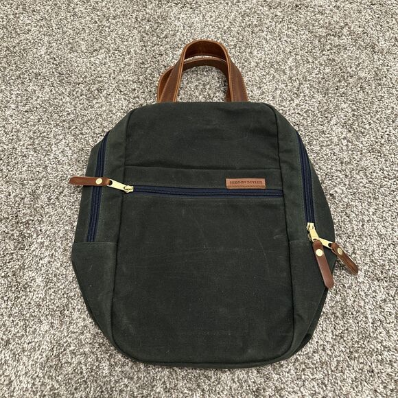 Hudson Sutler Shoe Bag Blue Waxed Canvas Leather Zip Embroidered Carry Tote - Picture 1 of 9